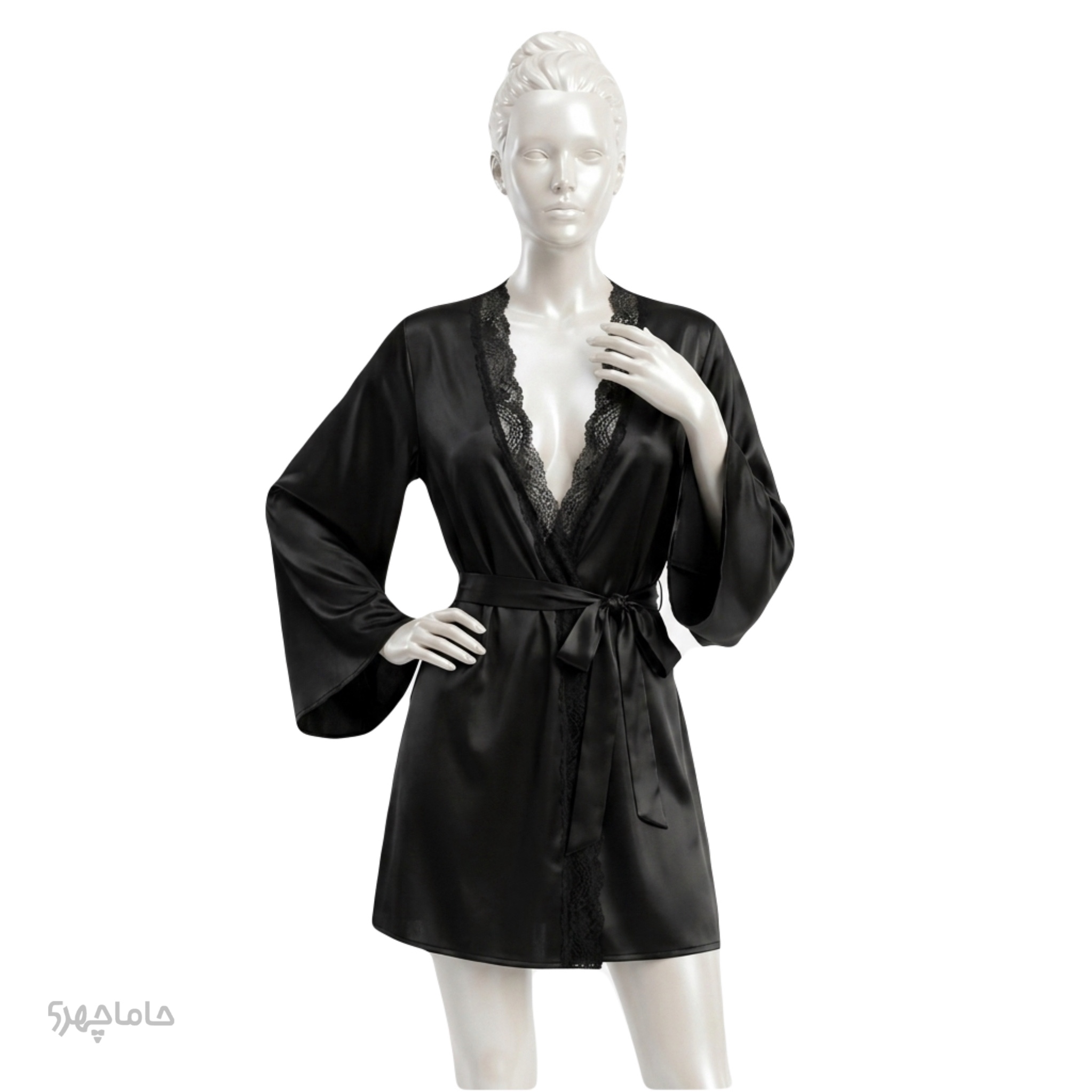 Women's bathrobe ربدوشامبر ساتن یقه گیپور کد 285