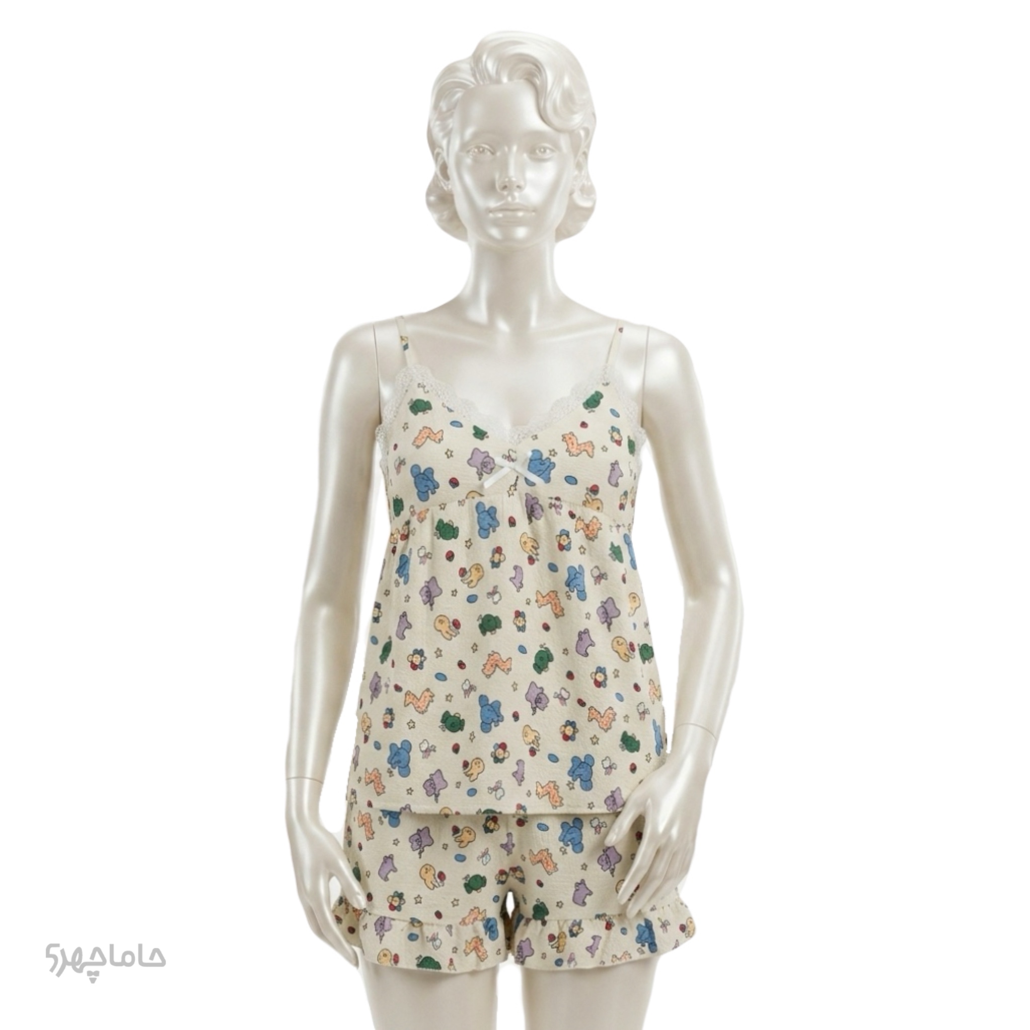 Women's casual clothes (10) تاپ شلوارک نخی طرحدار